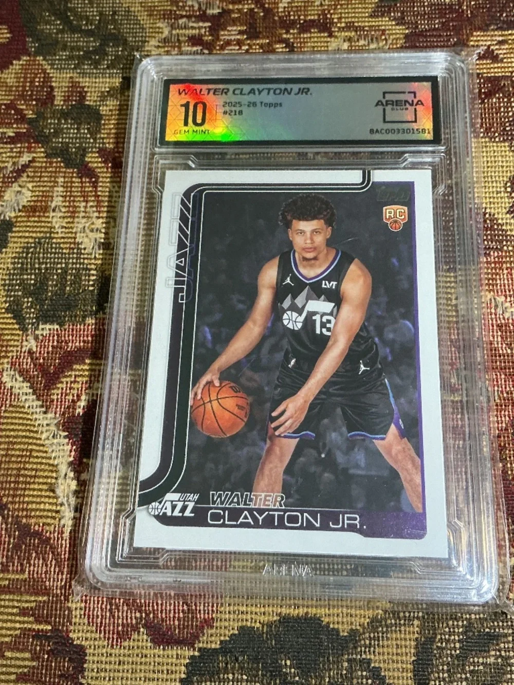2025-26 Topps 218 Walter Clayton Jr. Rookie card Graded Arena 10